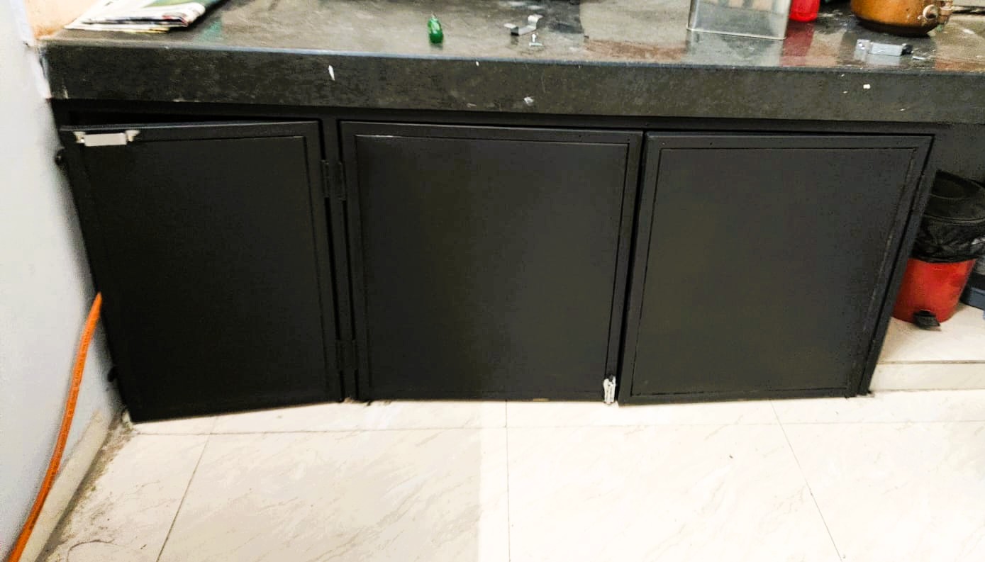 Metal and wood shelving unit